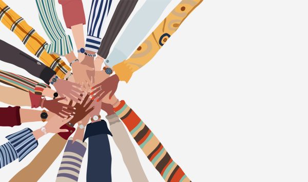 Group of multicultural hands